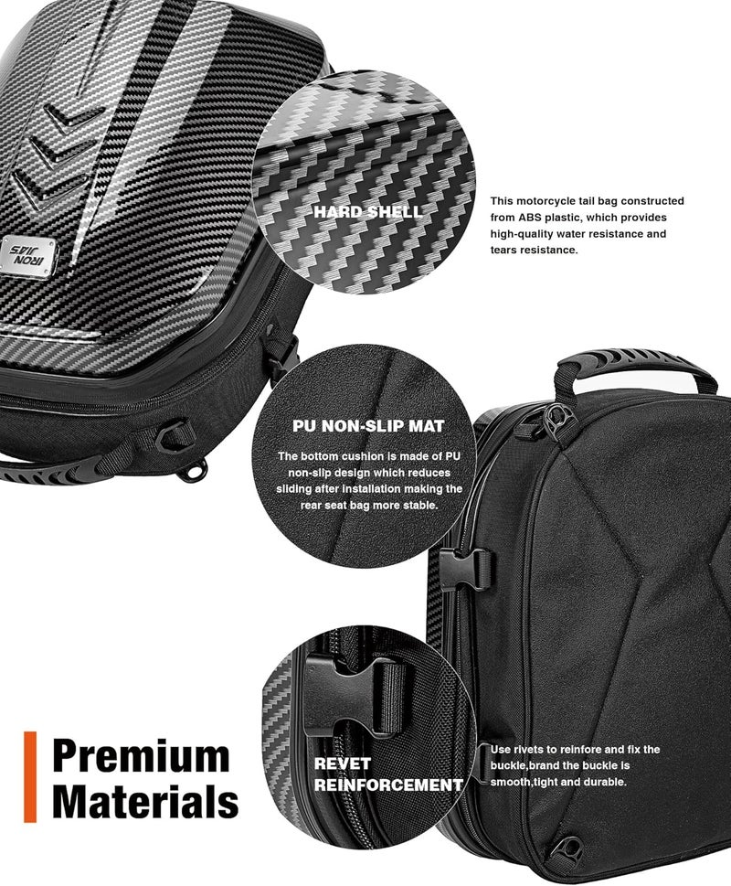 Grapelet Motorcycle Tail Bag Backpack Waterproof ABS Hard Shell Motorbike Luggage Bags Helmet Bags with Expandable Storage 24L-35L - Image 3